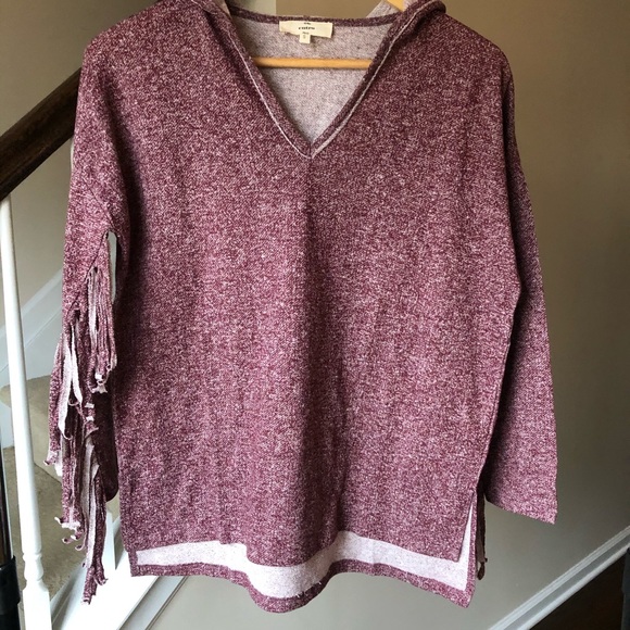 Entro Hoodie Sweatshirt with Fringe Sleeves Sz S - Picture 2 of 7